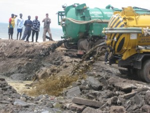 <p>Waste water dumping in Ghana</p>
