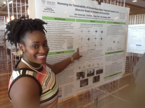 <p>WASH Certificate Student, Erin Swearing, presents poster at Environmental Health Poster Session, 2015.</p>
