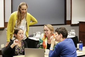<p>Emory staff and students preparing for presentations at the 2014 UNC Water and Health Conference by UNC Photos</p>
